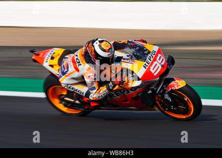 Towcester, Northamptonshire, Regno Unito. 25 Ago, 2019. Jorge Lorenzo (SPA) e Repsol Honda Teamduring il 2019 GoPro British Grand Prix Moto GP sul circuito di Silverstone. Credito: Gergo Toth/Alamy Live News Foto Stock