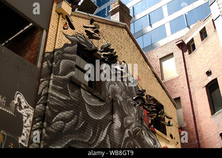 MELBOURNE: Arte di strada da artista non identificato. Melbourne's graffiti, la vibrante cultura urbana Foto Stock