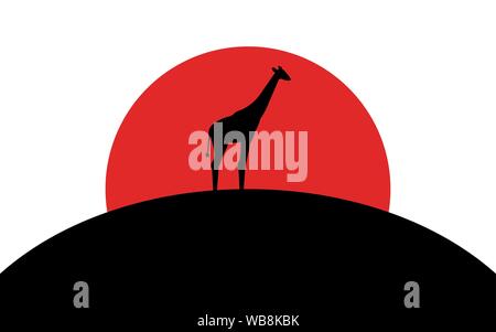 Icona giraffe, Animali africani, silhouette arte immagine, illustrazione di vettore isolato su sfondo bianco Illustrazione Vettoriale