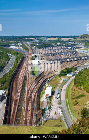 Eurotunnel Folkestone Terminale, Cheriton, Folkestone, Kent, Foto Stock