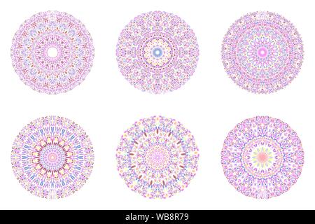 Rotondi ornamento floreale set mandala - abstract ornati geometrici vettore ornamentali elementi di design Illustrazione Vettoriale