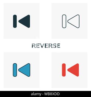 Icona Avanti insieme. Quattro elementi in diversi stili da pulsanti audio raccolta di icone. Creative icone di avanzamento riempito, contorno, colorata e piatto Illustrazione Vettoriale