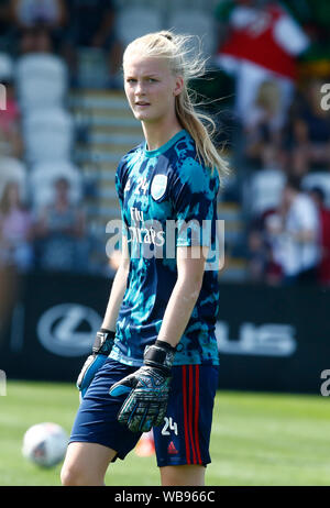 Boreham Wood, Regno Unito. 25 Ago, 2019. BOREHAMWOOD, Inghilterra - AGOSTO25: Fran Stenson di Arsenal durante la partita amichevole tra le donne di Arsenal e Tottenham Hotspur a Prato Park Stadium il 25 agosto 2019 in Boreham Wood, Inghilterra azione di Credito Foto donne Credit: Azione Foto Sport/Alamy Live News Foto Stock