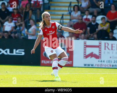 Boreham Wood, Regno Unito. 25 Ago, 2019. BOREHAMWOOD, Inghilterra - AGOSTO25: Giordania Nobbs di Arsenal durante la partita amichevole tra le donne di Arsenal e Tottenham Hotspur a Prato Park Stadium il 25 agosto 2019 in Boreham Wood, Inghilterra azione di Credito Foto donne Credit: Azione Foto Sport/Alamy Live News Foto Stock