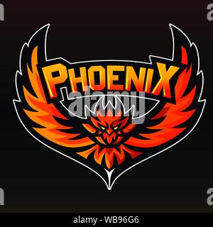 Phoenix, logo mascotte, adesivo, illustrazione vettoriale Illustrazione Vettoriale