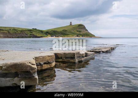 Kimmeridge Bay su Jurassic Coast un sito del Patrimonio Mondiale nel Dorset, England, Regno Unito Foto Stock