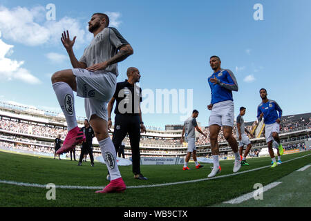 Il Santos, Brasile. 25 Ago, 2019. Fortaleza corrispondono all'Urbano Caldeira Stadium, Vila Belmiro, nel Santos, SP. Il match è valido per il sedicesimo appuntamento del 2019 Campionato brasiliano. Credito: Ricardo Moreira/FotoArena/Alamy Live News Foto Stock