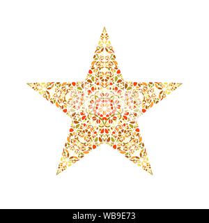 Ornamento floreale stella simbolo modello - colorati ornamentali geometrici vettore elemento di design Illustrazione Vettoriale