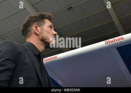 Madrid, Spagna. 25 Ago, 2019. SIMEONE DURANTE LA PARTITA A LEGANES CD VERSUS ATLETICO DE MADRID IN BUTARQUE STADIUM. Domenica, 25 agosto 2019. Credito: CORDON PREMERE/Alamy Live News Foto Stock