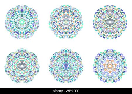 Fiori colorati logo mandala set - ornamentali geometrici ornati disegni vettoriali Illustrazione Vettoriale