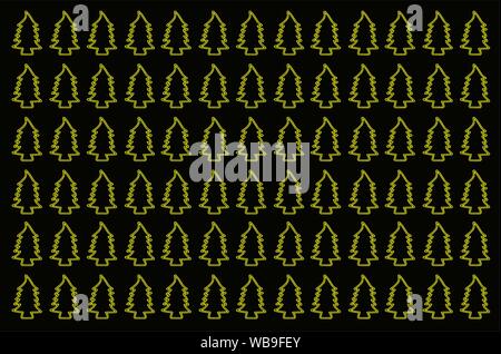 Seamless albero di Natale modello ripetuto la carta di avvolgimento di design. Sfondo. In bianco e nero e colore giallo. Scheda di Natale Illustrazione Vettoriale