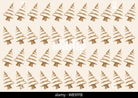 Albero di natale di vettore di pattern. Il beige colore principale con un mix di marrone chiaro e il marrone scuro colori misti. Motivo decorativo. Illustrazione Vettoriale