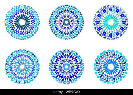Ghiaia colorata mandala simbolo set - astratta geometrica round illustrazioni vettoriali da forme geometriche Illustrazione Vettoriale