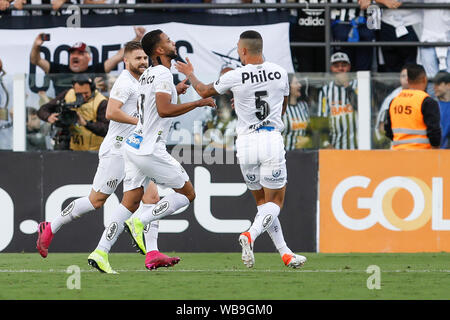 Il Santos, Brasile. 25 Ago, 2019. Fortaleza corrispondono all'Urbano Caldeira Stadium, Vila Belmiro, nel Santos, SP. È Thtch validalid per il sedicesimo appuntamento del 2019 Campionato brasiliano. Credito: Ricardo Moreira/FotoArena/Alamy Live News Foto Stock