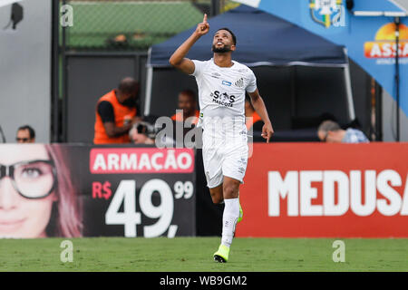 Il Santos, Brasile. 25 Ago, 2019. Fortaleza corrispondono all'Urbano Caldeira Stadium, Vila Belmiro, nel Santos, SP. È Thtch validalid per il sedicesimo appuntamento del 2019 Campionato brasiliano. Credito: Ricardo Moreira/FotoArena/Alamy Live News Foto Stock