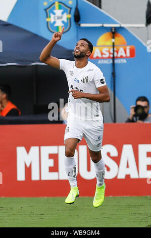 Il Santos, Brasile. 25 Ago, 2019. Fortaleza corrispondono all'Urbano Caldeira Stadium, Vila Belmiro, nel Santos, SP. È Thtch validalid per il sedicesimo appuntamento del 2019 Campionato brasiliano. Credito: Ricardo Moreira/FotoArena/Alamy Live News Foto Stock