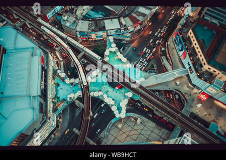 MBK Skywalk vista da sopra a Bangkok in Tailandia Foto Stock