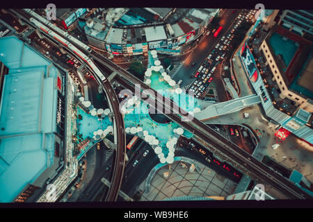 MBK Skywalk vista da sopra a Bangkok in Tailandia Foto Stock