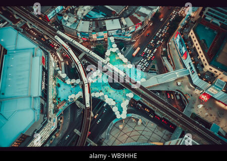 MBK Skywalk vista da sopra a Bangkok in Tailandia Foto Stock