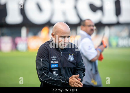 Il Santos, Brasile. 25 Ago, 2019. Fortaleza corrispondono all'Urbano Caldeira Stadium, Vila Belmiro, nel Santos, SP. Il match è valido per il sedicesimo appuntamento del 2019 Campionato brasiliano. Credito: Richard Callis/FotoArena/Alamy Live News Foto Stock