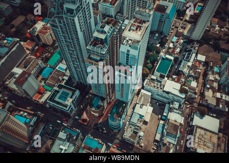 Ambasciata centrale mall e Ploenchit viste da sopra a Bangkok in Tailandia Foto Stock