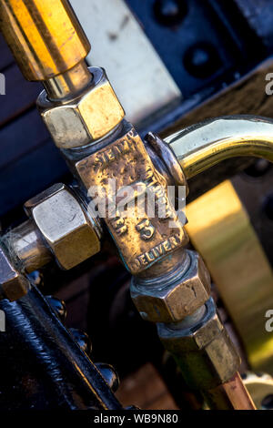 Hellingly, East Sussex Regno Unito. 25 ago 2019. Festival dei trasporti. Componenti di un motore a vapore. Foto Stock