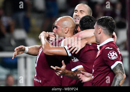 Simone Zaza (Torino FC) durante la Serie A TIM partita di calcio tra Torino FC e noi Sassuolo allo Stadio Grande Torino il 25 agosto, 2019 a Torino, Italia. Foto Stock