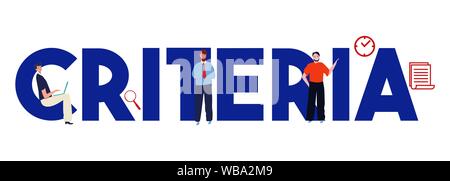 I criteri di assunzione di parola o la selezione i fattori considerati per rendere la decisione in ufficio business corporation. Illustrazione Vettoriale
