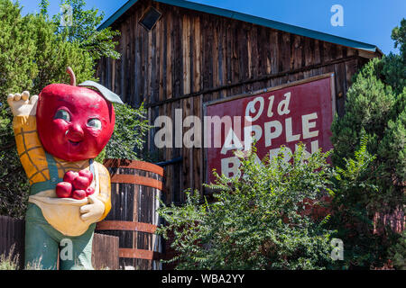 Il vecchio fienile di Apple in alta rotoli, Nuovo Messico, Otero County sulla Highway 82 vicino Cloudcroft. Foto Stock