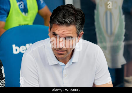 Madrid, Spagna. 25 Ago, 2019. CD Leganes allenatore Mauricio PELLEGRINO visto durante la Liga partita di calcio tra i CD Leganes e Atlético de Madrid nel Butarque Stadium in Madrid.(punteggio finale; CD Leganes 0:1 Atletico de Madrid) Credito: SOPA Immagini limitata/Alamy Live News Foto Stock