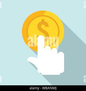 Fare clic su moneta in oro icona. Illustrazione piana di fare clic su gold coin icona vettoriali per il web design Illustrazione Vettoriale