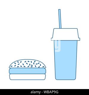 Il Fast Food Icona. Linea sottile con riempimento blu Design. Illustrazione Vettoriale. Illustrazione Vettoriale