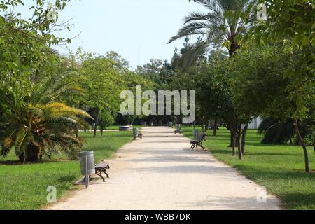 Valencia, Spagna. Famosi Giardini Turia, parco realizzato nel vecchio alveo. Foto Stock