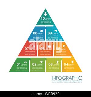 Pyramid infografico modello grafico. illustrazione vettoriale Illustrazione Vettoriale