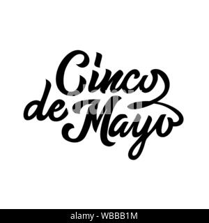 Cinco de Mayo nero grafia tipografia lettering isolato Illustrazione Vettoriale