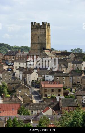 Richmond,North Yorkshire,visto dalla torre di Culloden. Foto Stock