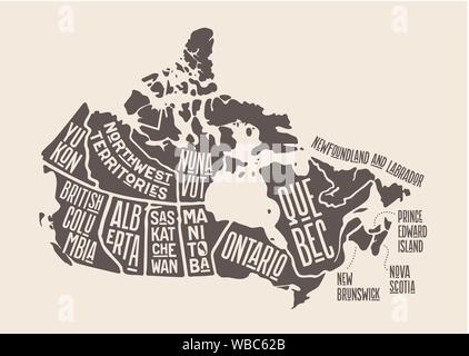 Mappa Canada. Mappa poster delle province e territori del Canada Illustrazione Vettoriale