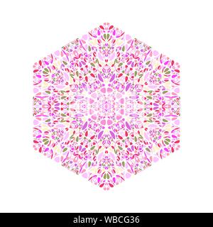Ornati ornamento floreale simbolo esagonale template - colorata geometriche ornamentali esagonale vettore elemento di design Illustrazione Vettoriale