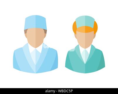 Icone di medici. Medico e infermiere avatar. illustrazione vettoriale Illustrazione Vettoriale