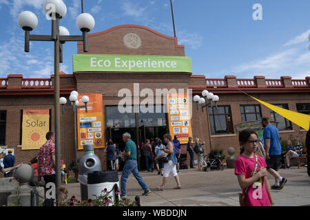 Falcon Heights, MN - Agosto 25, 2019: Fuori l'ingresso dell'Eco esperienza di costruzione presso la Minnesota State Fair Foto Stock