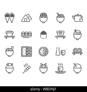 Il cibo giapponese icon set. Illustrazione Vettoriale Illustrazione Vettoriale