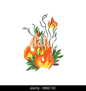 Forest Fires disastro albero piatto icona vettore Illustrazione Vettoriale