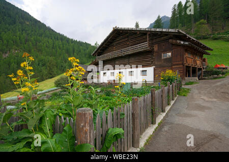 Antica cascina in Santa Gertrude, Val d'Ultimo (Val d Ultimo), Bolzano, Trentino Alto Adige, Italia Foto Stock