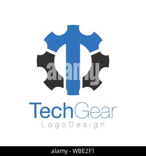 Logo astratto della lettera t in marcia. template logo design. Stock illustrazione vettoriale isolati su sfondo bianco. Illustrazione Vettoriale