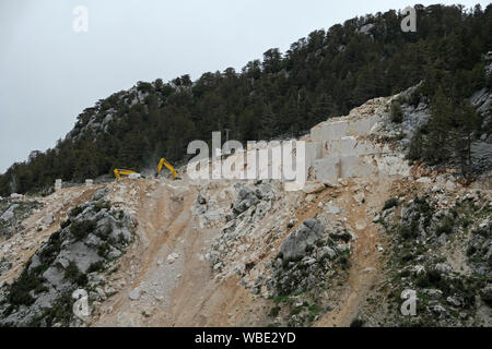 Aprire indiscriminatamente cave di marmo danno danni significativi di natura e foreste Foto Stock