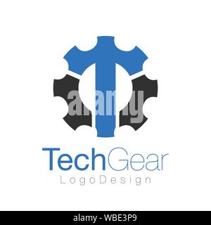 Logo astratto della lettera t in marcia. template logo design. Stock illustrazione vettoriale isolati su sfondo bianco. Illustrazione Vettoriale