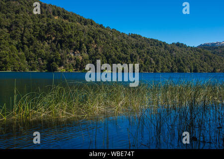 Lago Espejo Grande vicino a Villa La Angostura Neuquen in provincia, Argentina. Bel tramonto sul Lago Espejo Grande Foto Stock