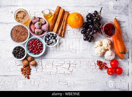 Lotta contro il cancro prodotti. Cibo sano per Foto Stock