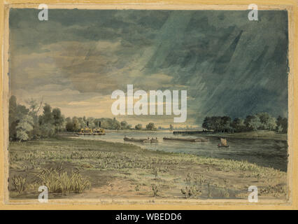 Da Grays Ferry guardando verso sud / Jas. Regina. Abstract/medio: 1 disegno sulla crema carta intessuta : acquerello su graphite underdrawing ; 29 x 42.1 cm (foglio), 36,1 x 50,5 cm (montaggio scheda) Foto Stock