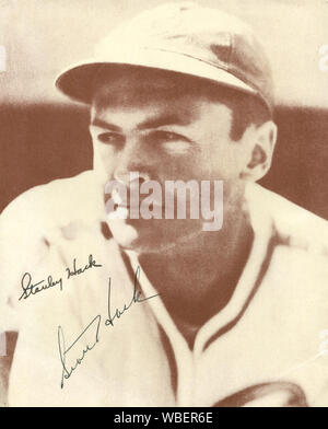 Stella Chicago Cubs player Stan Hack nel vintage foto autografate. Foto Stock